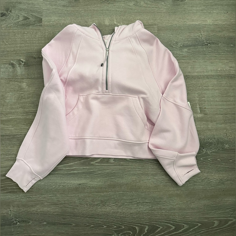 Scuba Oversized Half Zip Hoodie -Meadowsweet Pink M/L